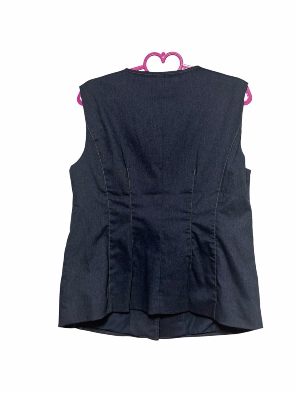 Haver Blair London Dark Wash Denim Vest Tortoise Buttons Lined L NWOT - Picture 3 of 8